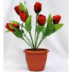 Цветы  искусственные тюльпаны красные  в кашпо 326100