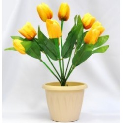 Цветы  искусственные тюльпаны желтые  в кашпо 326100