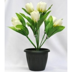 Цветы  искусственные тюльпаны белые  в кашпо 326100