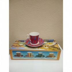 Кофейный набор - 6 чашек с блюдцами, красный цвет 672